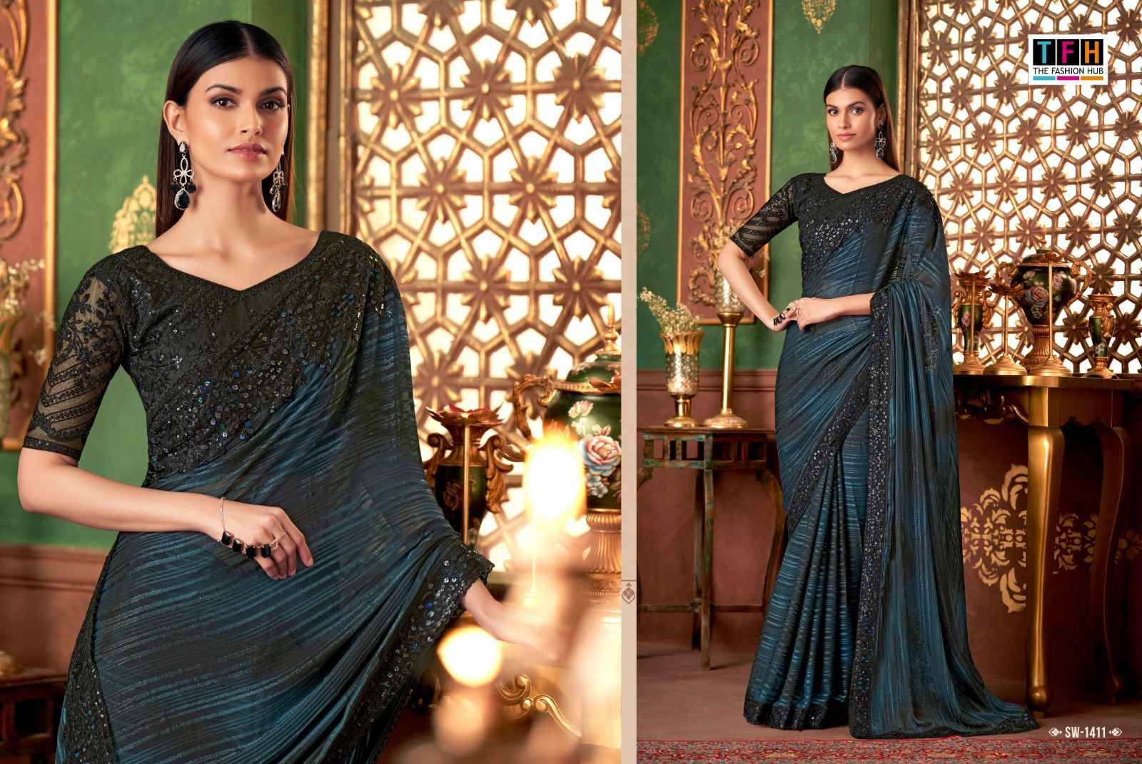 Sandal wood 14 By TFH 1401 to 1418 Series Indian Traditional Bridal Wear Collection Beautiful Stylish Fancy Colorful Party Wear & Occasional Wear Silk Sarees At Wholesale Price